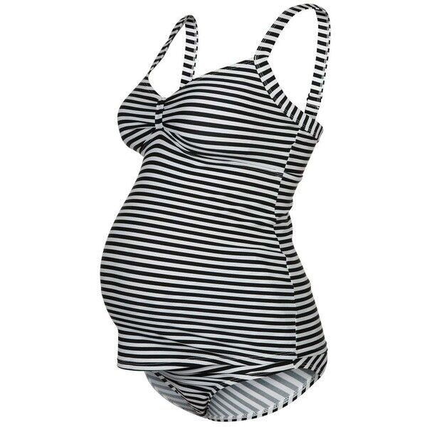 JoJo Maman Bébé Kostium kąpielowy black/white stripe J2689C00A