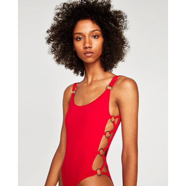 Zara KOSTIUM KĄPIELOWY Z OKUCIAMI Czerwony 0594/209