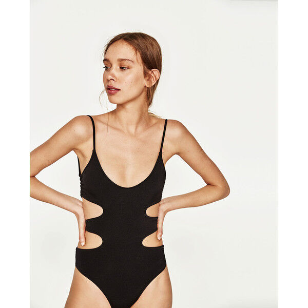 Zara KOSTIUM KĄPIELOWY Z WYCIĘCIAMI PO BOKACH Czarny 0501/202