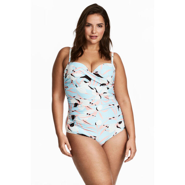 H&M H&M+ Kostium kąpielowy 0455940004 Turkusowy/Kwiaty