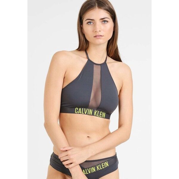 Calvin Klein Swimwear HIGH NECK CROP Góra od bikini forged iron C1781J000