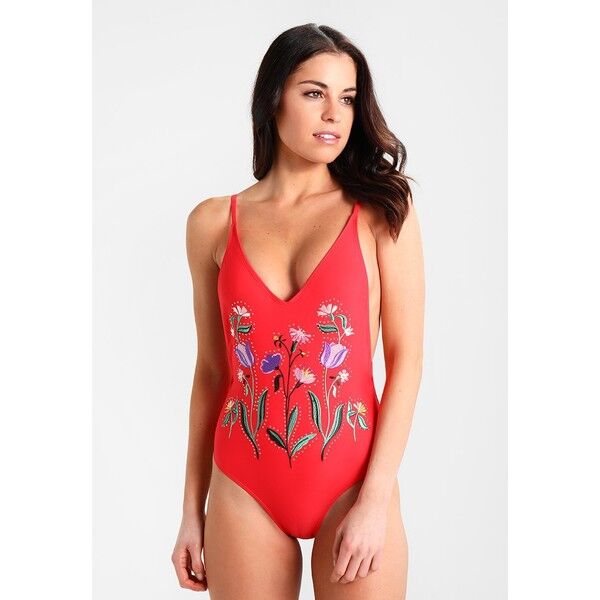 Topshop FLORAL Kostium kąpielowy red TP781G00A