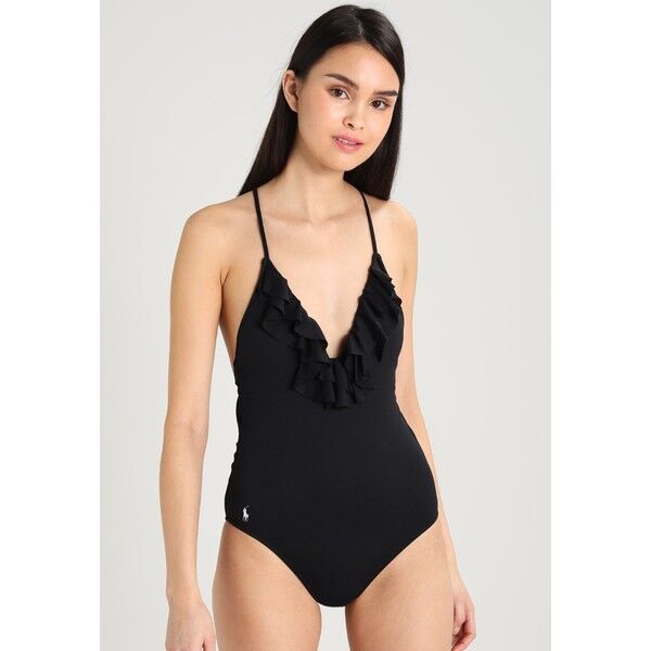 Polo Ralph Lauren DOUBLE RUFFLE LEG REM CUPS Kostium kąpielowy black PO281G000