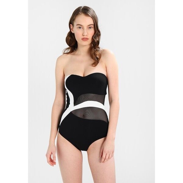 JETS BY JESSIKA ALLEN CLASSIQUE ASYMMETRICAL BANDEAU ONE PIECE Kostium kąpielowy black/white JEC81G008