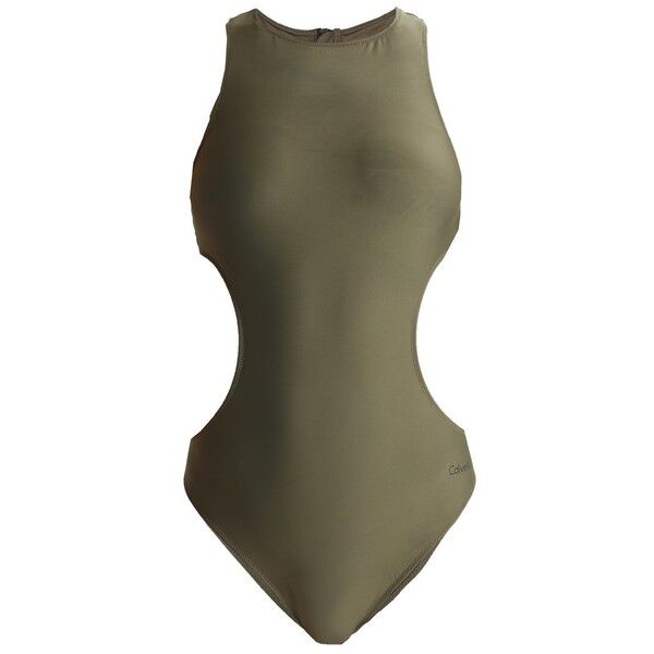 Calvin Klein Swimwear ZIP BACK CUT OUT ONE PIECE Kostium kąpielowy green C1781G006