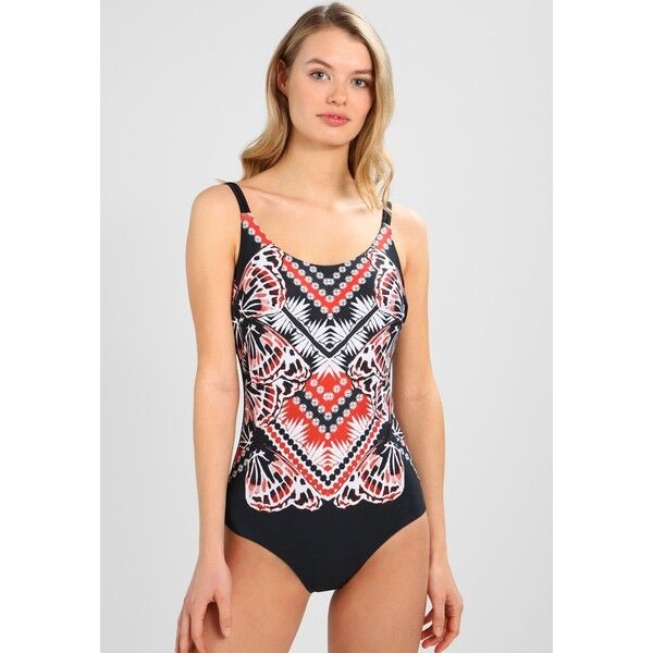 Bondi Born BUTTERFLY EFFECTPLACEMENT PRINT MALLIOT WITH STRAPS Kostium kąpielowy black B0G81G002