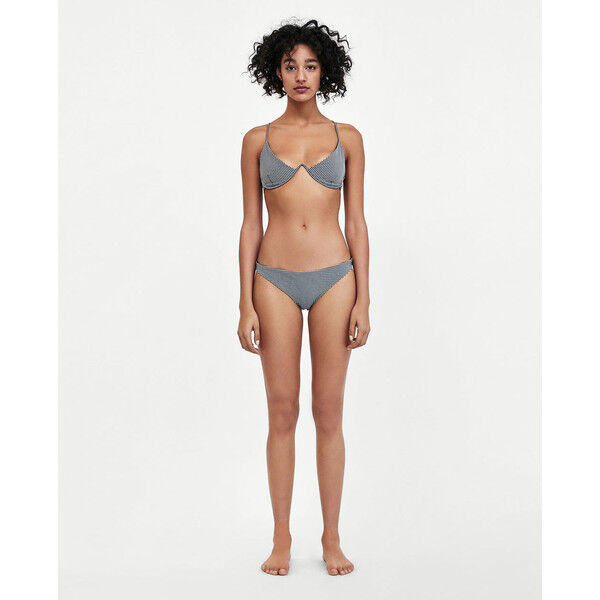 Zara DÓŁ OD BIKINI W KRATKĘ VICHY jednobarwny 0594/004