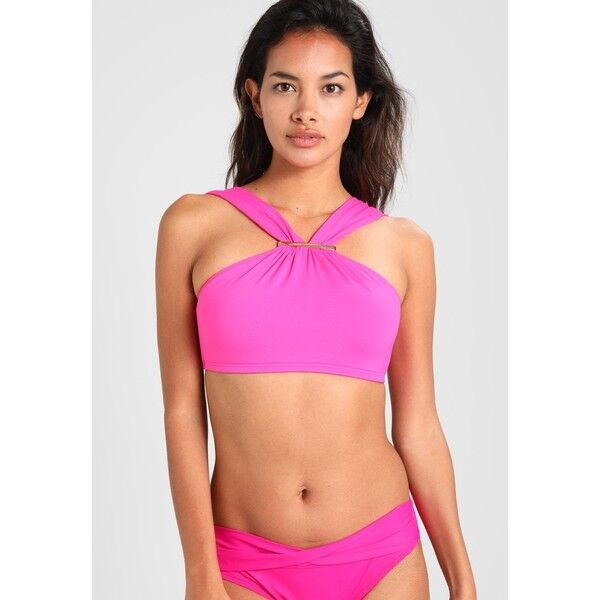 MICHAEL Michael Kors LOGO BAR HIGH NECK Góra od bikini ultra pink MK181J005