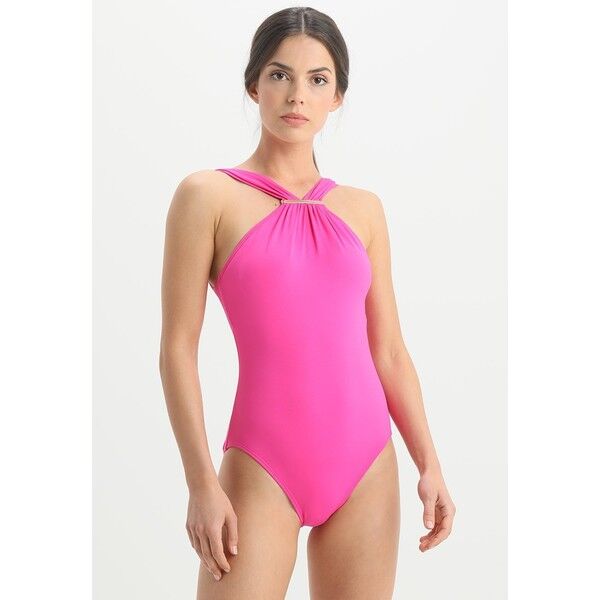 MICHAEL Michael Kors LOGO BAR HIGH NECK ONEPIECE Kostium kąpielowy ultra pink MK181G002