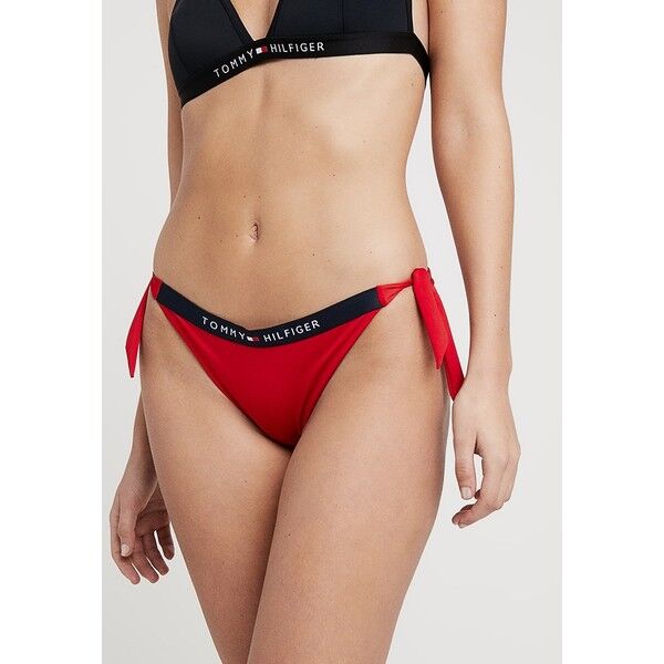 Tommy Hilfiger CORE SOLID LOGO CHEEKY SIDE TIE Dół od bikini tango red TO181I013