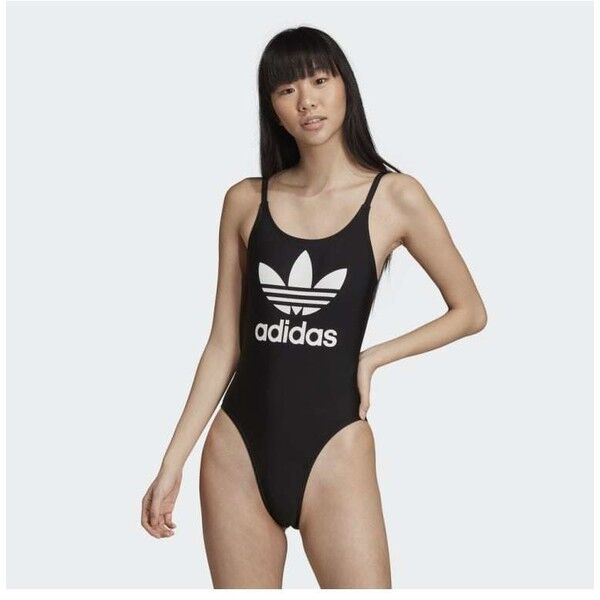 adidas Originals TREFOIL SWIMSUIT Kostium kąpielowy black AD181G008