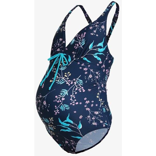 MAMALICIOUS MLJOSEFINE SILLE PRINTED SWIMSUIT Kostium kąpielowy black iris/blue mist M6481G00H