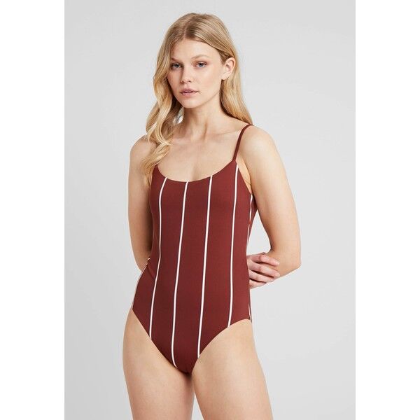 Weekday SUN STRIPED SWIMSUIT Kostium kąpielowy dark red WEB81G00V