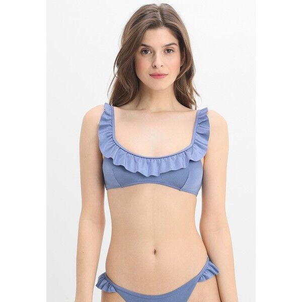 Topshop FRILL CROP Góra od bikini blue TP781J00P
