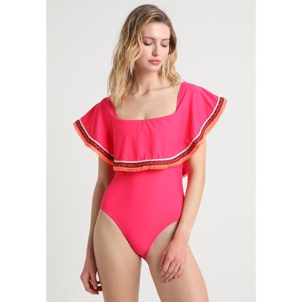 South Beach BARDOT SUIT WITH EMBROIDERED TRIM DETAIL Kostium kąpielowy neon red SOH81G00E