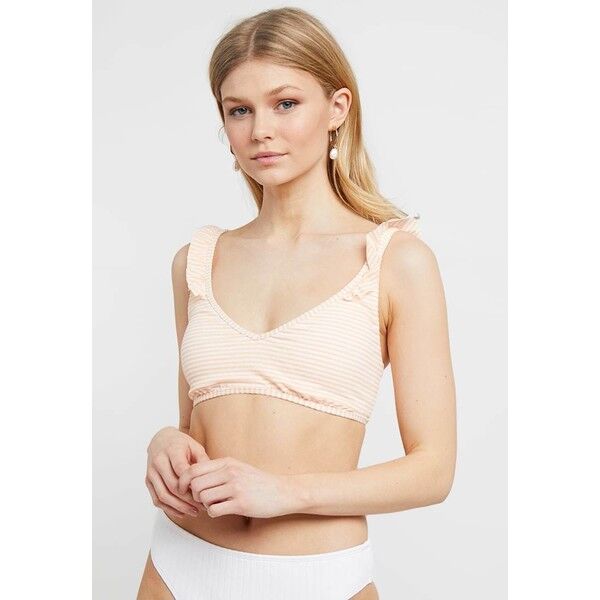 Polo Ralph Lauren SEERSUCKER STRIPE RUFFLE TIE BACK BRALETTE Góra od bikini orange PO281J00O