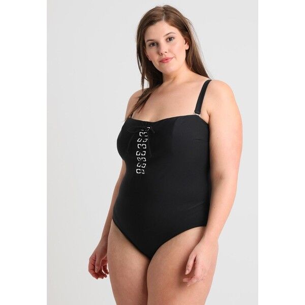 Lost Ink Plus EYELET LATTICE SWIMSUIT Kostium kąpielowy black LOA81G000