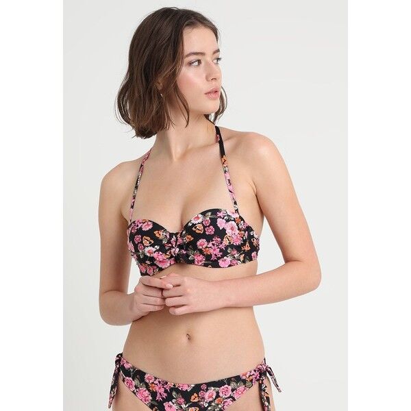 LASCANA FLOWER WIRE BANDEAU Góra od bikini black/rose L8381J01D