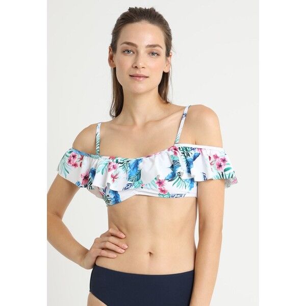 Dorothy Perkins FRILL BARDOT TROPICAL Góra od bikini ivory DP581I00H