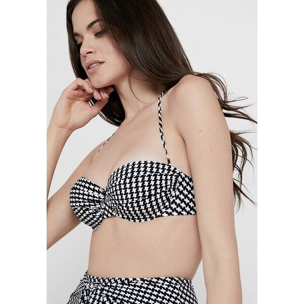 watercult VINTAGE CHECKS TOP Góra od bikini black/offwhite WC381J009