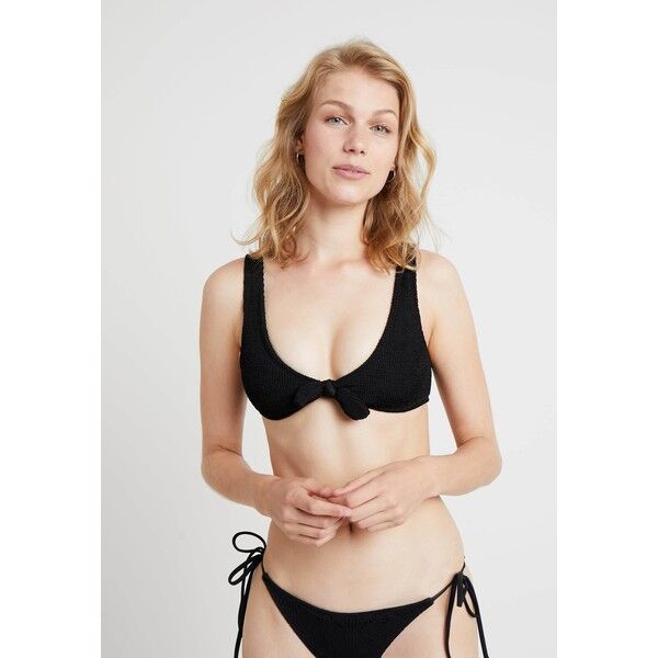NA-KD SMOCKED KNOT TIE Góra od bikini black NAA81J005