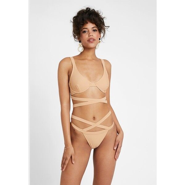 Missguided UNDERWIRED CROSS FRONT HIGH LEG CROSS FRONT SET Bikini tan M0Q81L012