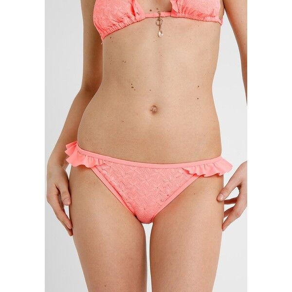 Hunkemöller TEXTURED RUFFLE TANGA Dół od bikini coral HM181I018