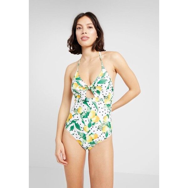 Dorothy Perkins LEMON SPOT TIE FRONT SWIMSUIT Kostium kąpielowy white DP581G00L