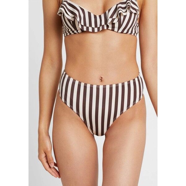 NA-KD STRIPED HIGH WAIST BOTTOM Dół od bikini brown/white NAA81I002