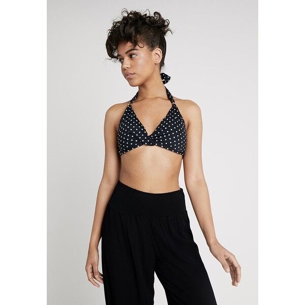 Lauren Ralph Lauren TWIST MOLDED CUP HALTER SMOOTH SLIDER TRIM Góra od bikini black/white L4281J00B