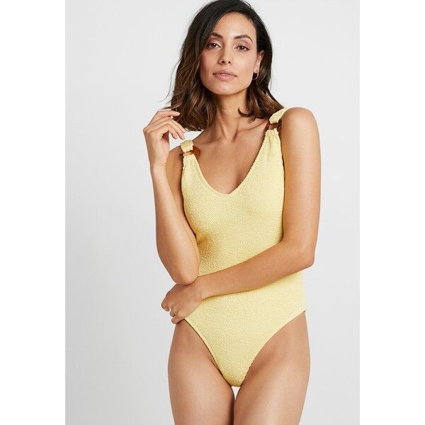 NA-KD TORTOISE DETAIL SMOCKED SWIMSUIT Kostium kąpielowy sun bleached yellow NAA81G001
