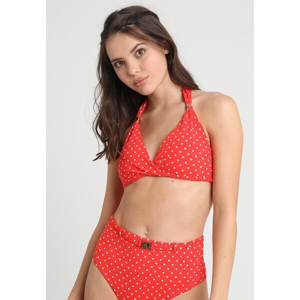 Lauren Ralph Lauren TWIST MOLDED CUP HALTER SMOOTH SLIDER TRIM Góra od bikini red L4281J00B
