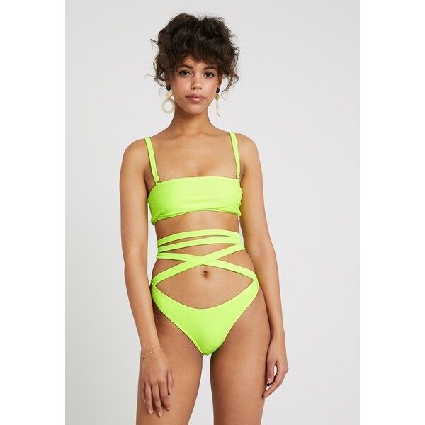 Missguided SQUARE NECK HIGH LEG TIE WAIST BREIF SET Bikini lime M0Q81L011