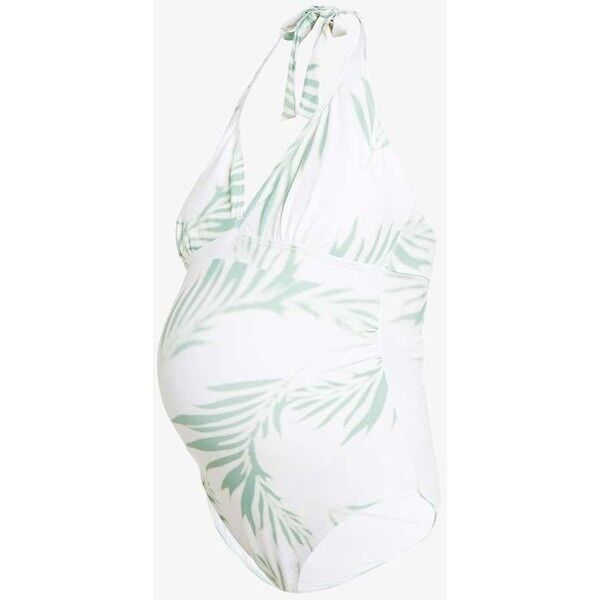 MAMALICIOUS MLBOW PRINTED PALM SWIMSUIT Kostium kąpielowy snow white/green M6489E00K