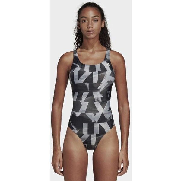 adidas Performance ATHLY X GRAPHIC SWIMSUIT Kostium kąpielowy black/grey AD581G027