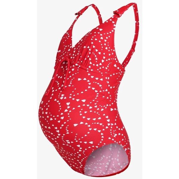 MAMALICIOUS MLRUSSEL HEART SWIMSUIT Kostium kąpielowy lipstick red/snow white M6481G00E