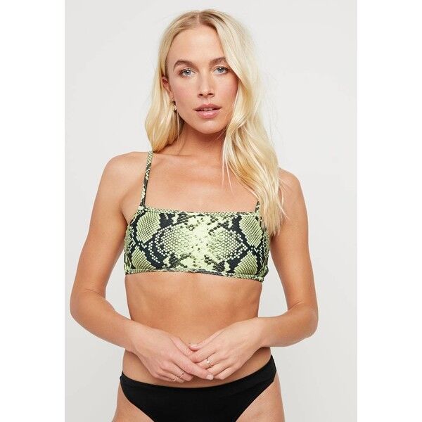 Topshop SNAKE BANDEAU Góra od bikini neon yellow TP781J01I