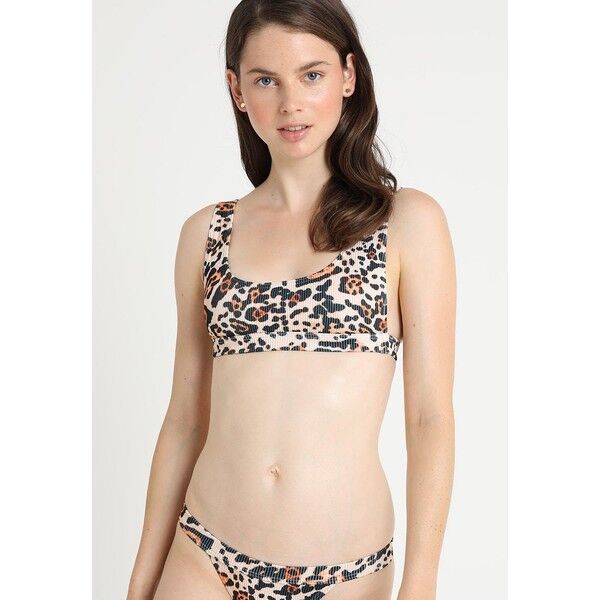 Topshop LEOPARD CROP Góra od bikini beige TP781J015