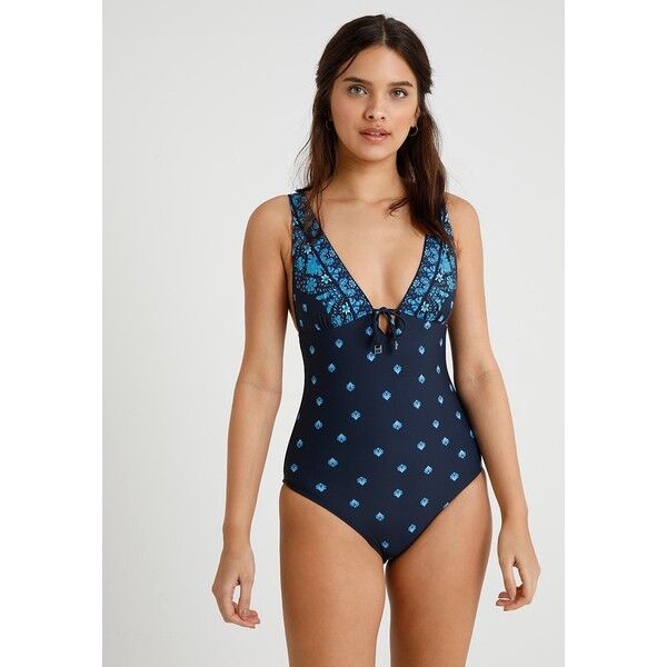 Seafolly SUNFLOWER BORDER V NECK Kostium kąpielowy indigo S1981G01E