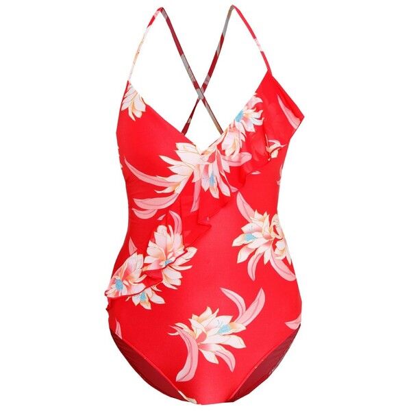Seafolly DESERT FLOWER FRILL FRONT MAILLOT Kostium kąpielowy chilli S1981G018
