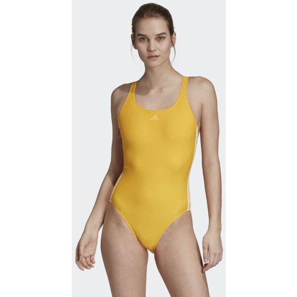 adidas Performance ATHLY V 3-STRIPES SWIMSUIT Kostium kąpielowy yellow AD581G02V