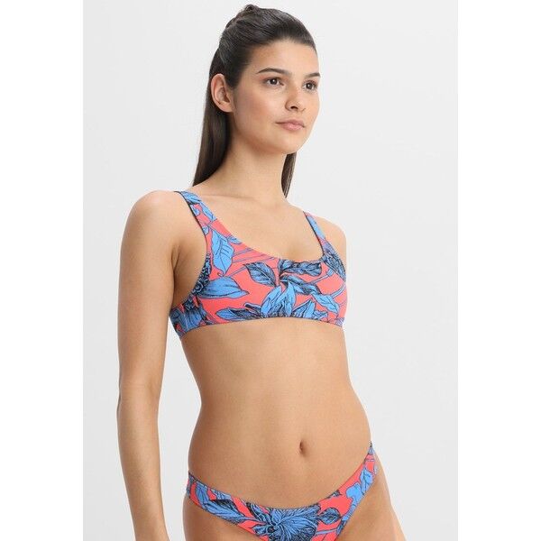 Topshop FLORAL CROP Góra od bikini red TP781J00J