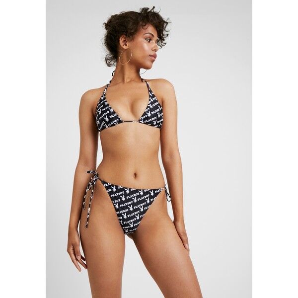 Missguided PLAYBOY REPEAT SLOGAN PRINT TRIANGLE Bikini black M0Q81L01G