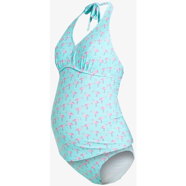 JoJo Maman Bébé HALTER FLAMINGO TANKINI SET Kostium kąpielowy turquoise J2689H007