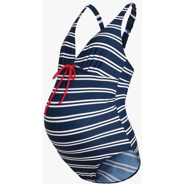 MAMALICIOUS MLJOSEFINE STRIPED SWIMSUIT Kostium kąpielowy black iris/snow white M6481G00G