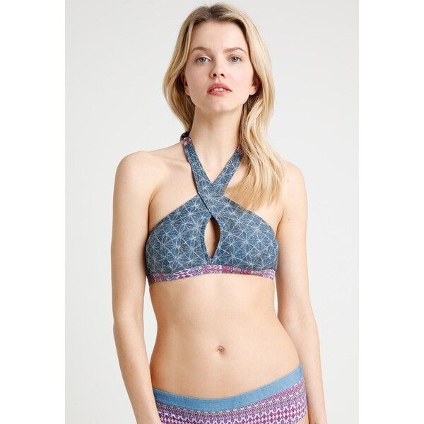 Esprit CAYO BEACH PADDED HIGH NECK Góra od bikini grey/blue ES181J04E