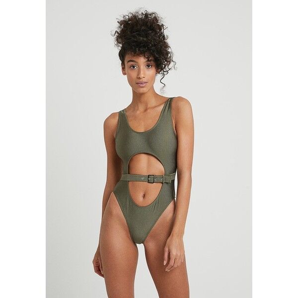 Missguided CUT OUT BUCKLE FRONT SWIMSUIT Kostium kąpielowy khaki M0Q81G010