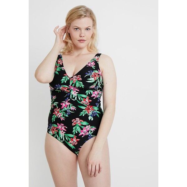 Evans TROPICAL TWIST FRONT SWIMSUIT Kostium kąpielowy black/multi-coloured EW281G00E