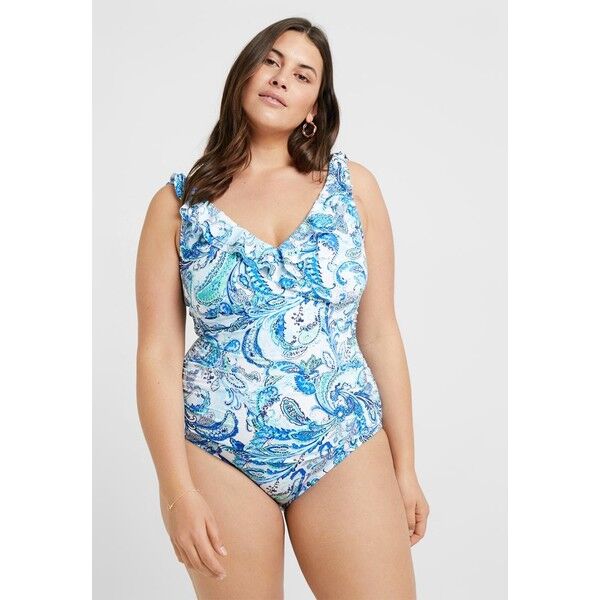 Lauren Ralph Lauren Woman FIESTA PAISLEYRUFFLE SURPLICE TANK ONEPIECE SLIMMING FIT Kostium kąpielowy blue L0S81G003