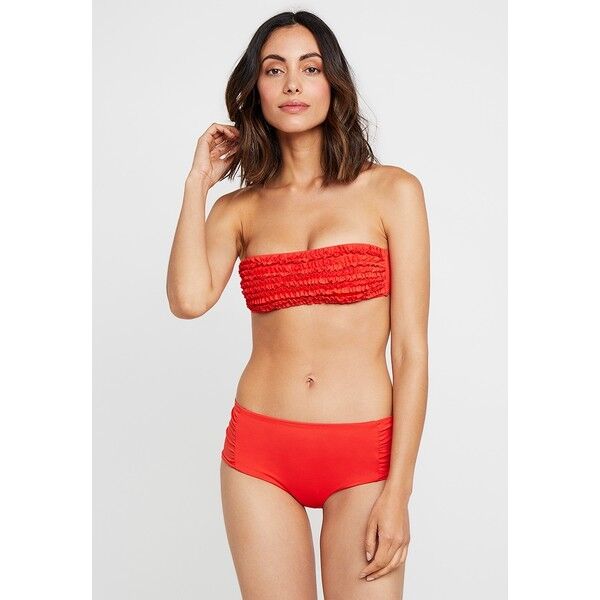 Benetton SOFT BANDEAU BRA NARROW RUFFLES HIGH WAIST BRIEF SIDE SET Bikini red 4BE81L00B